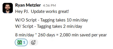 More team appreciation for Auto Tagger